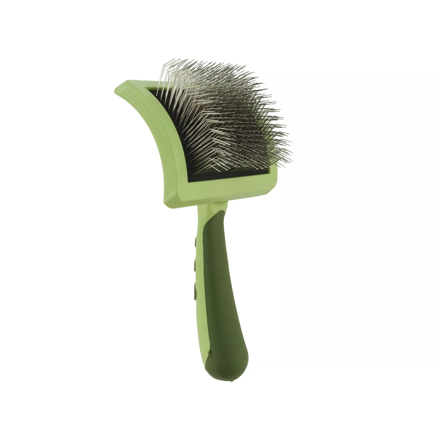 Curved Firm Slicker Brush with Coated Tips for Long Hair - Premium Feeders - Safari - Dog Grooming