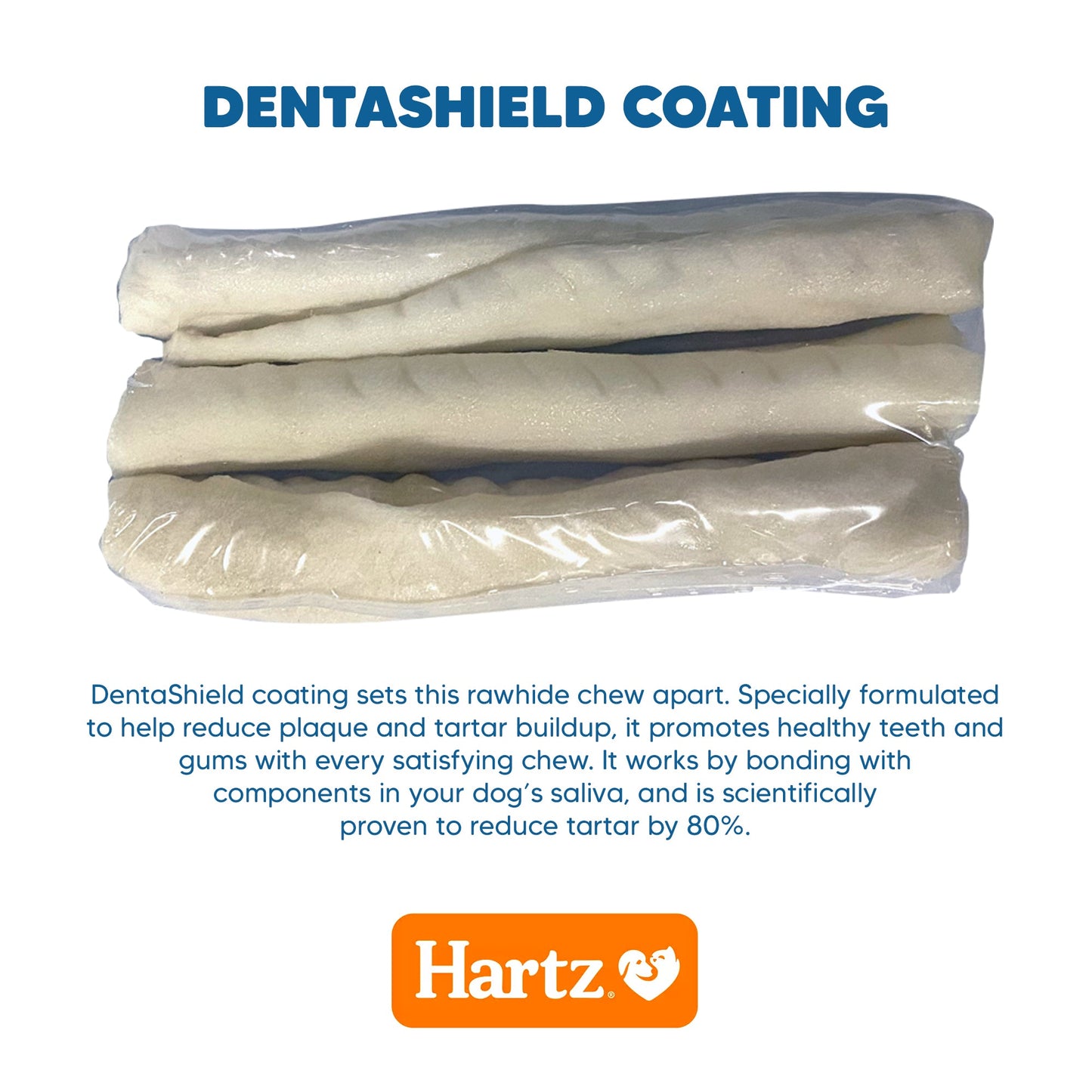 Dentist’s Best DentaShield 6” Rawhide Chew - 3 Rolls - Premium Feeders - Hartz - Dog Dental Treats