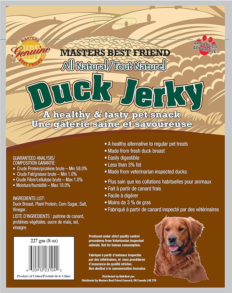 Duck Jerky - 227g - Premium Feeders - Master's Best Friend - Dog Treats