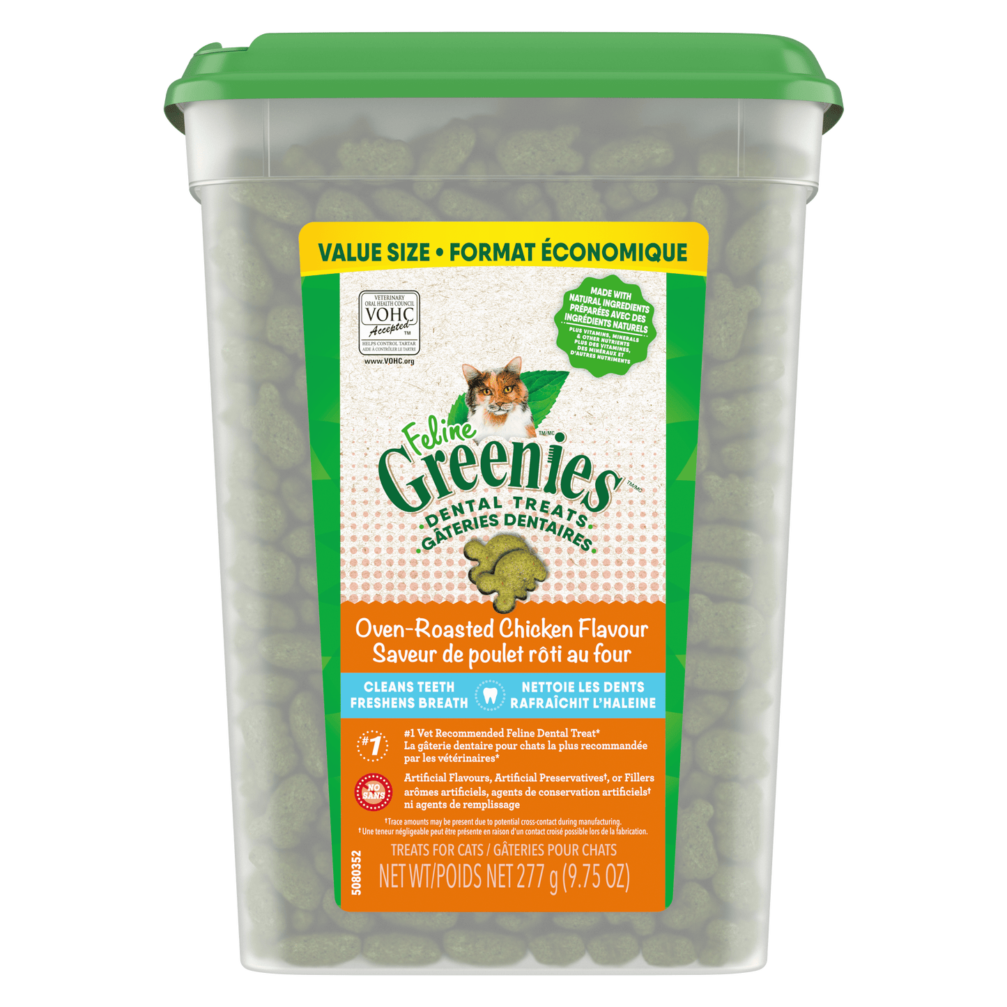 FELINE GREENIES Oven Roasted Chicken Flavored Dental Treats - 277g - Premium Feeders - Greenies - Cat Dental Treats