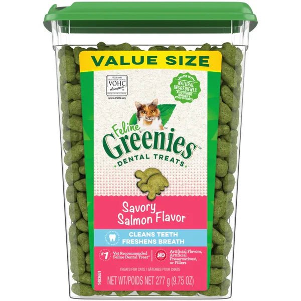 FELINE GREENIES Savory Salmon Flavored Dental Treats - 277g - Premium Feeders - Greenies - Cat Dental Treats