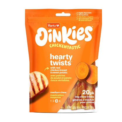 Oinkies Chickentastic Hearty Twists – 20 Pack - Premium Feeders - Hartz - Dog Treats