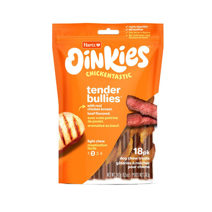 Oinkies Chickentastic Tender Bullies – 18 Pack - Premium Feeders - Hartz - Dog Treats