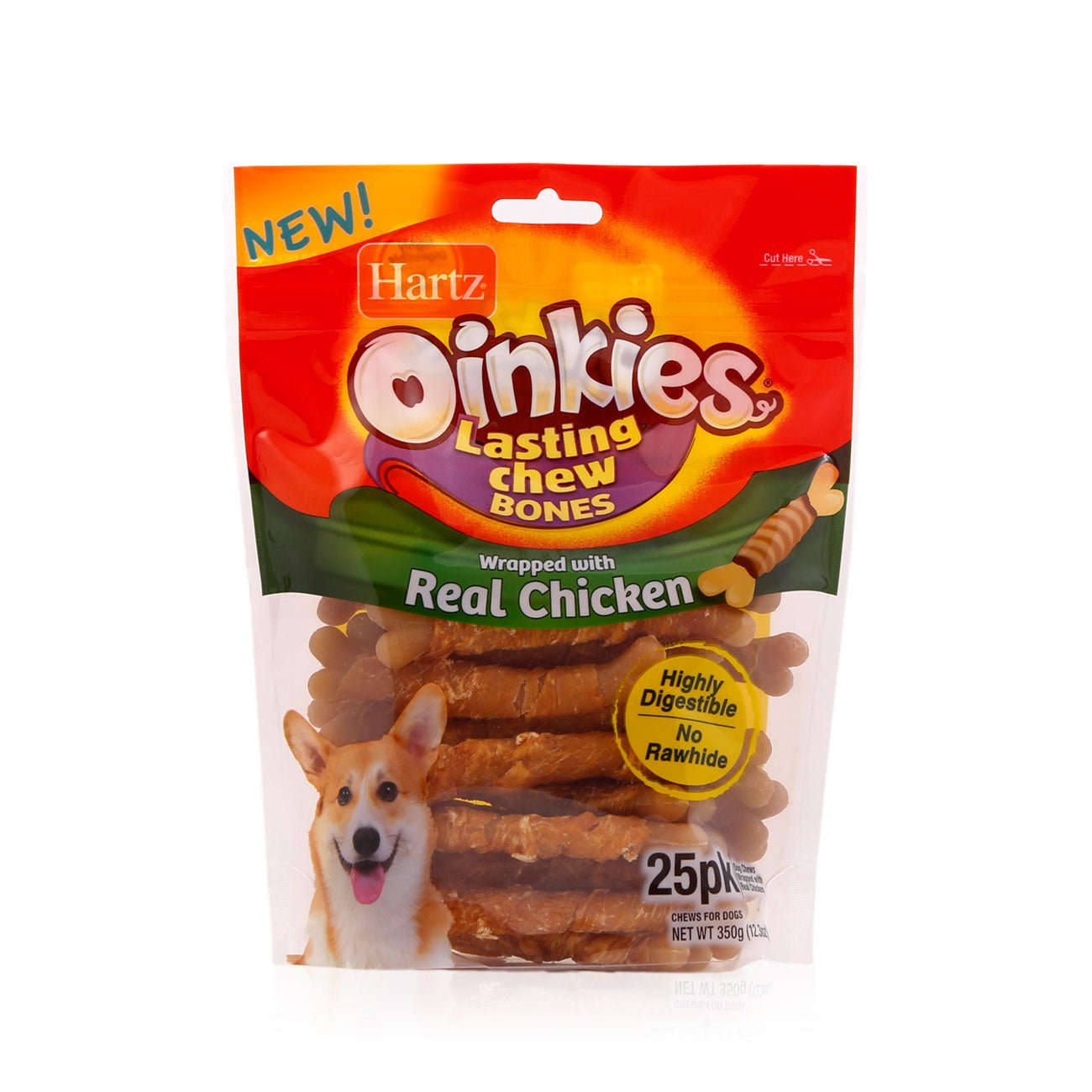 Oinkies Lasting Chew Bones - 25 Pack - Premium Feeders - Hartz - Dog Treats