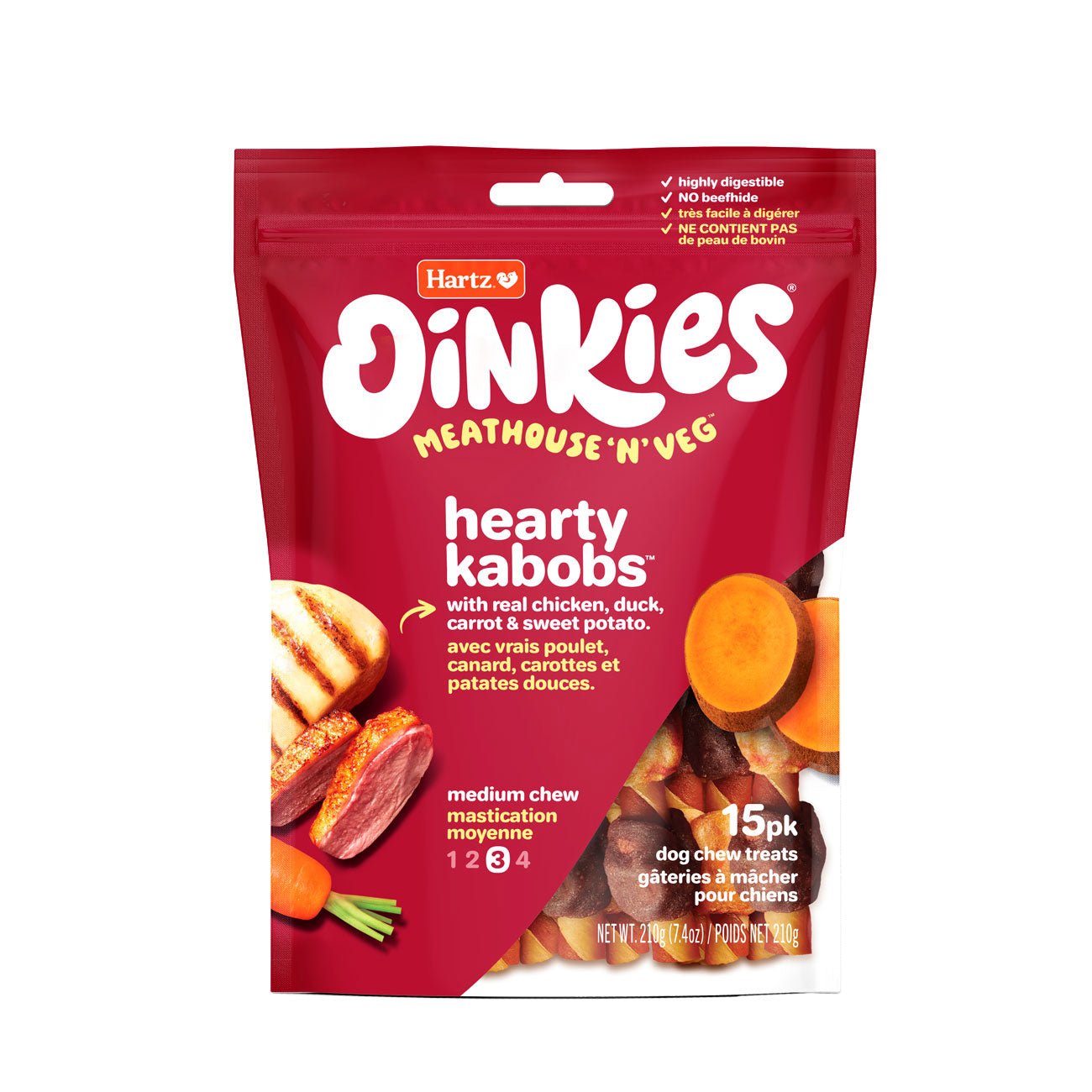 Oinkies Meathouse ‘N’ Veg Hearty Kabobs – 15Pack - Premium Feeders - Hartz - Dog Treats