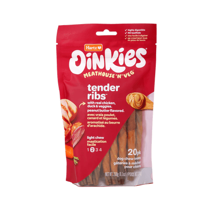 Oinkies Meathouse ‘n’ Veg Tender Ribs – 20 Pack - Premium Feeders - Hartz - Dog Treats