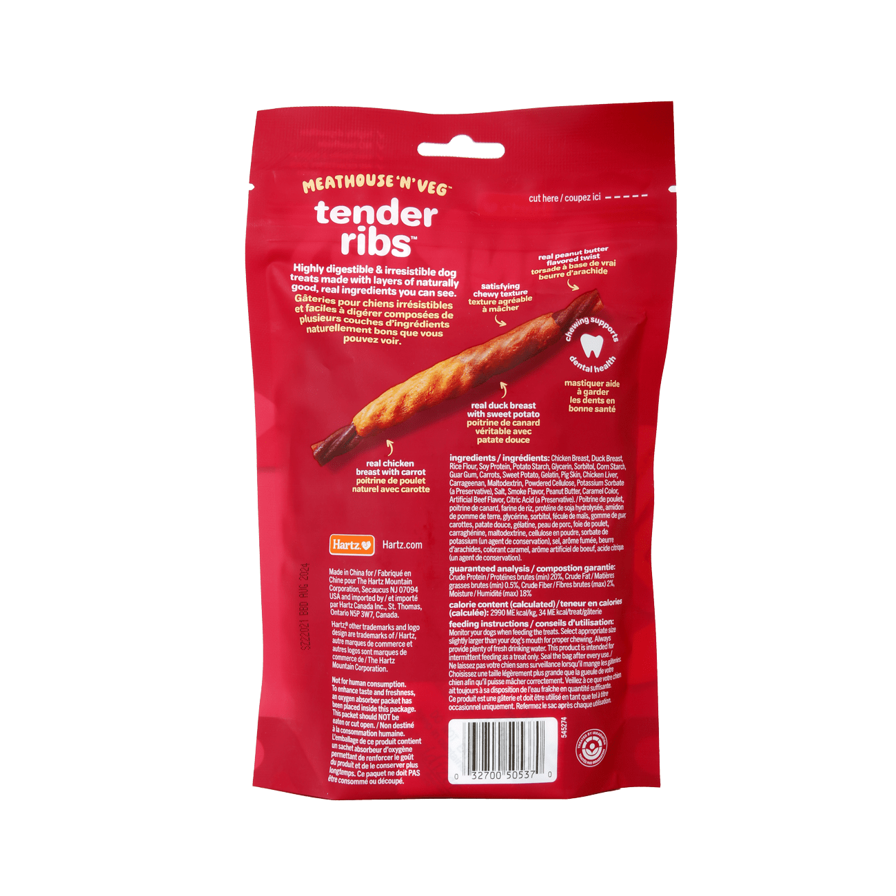 Oinkies Meathouse ‘n’ Veg Tender Ribs – 20 Pack - Premium Feeders - Hartz - Dog Treats