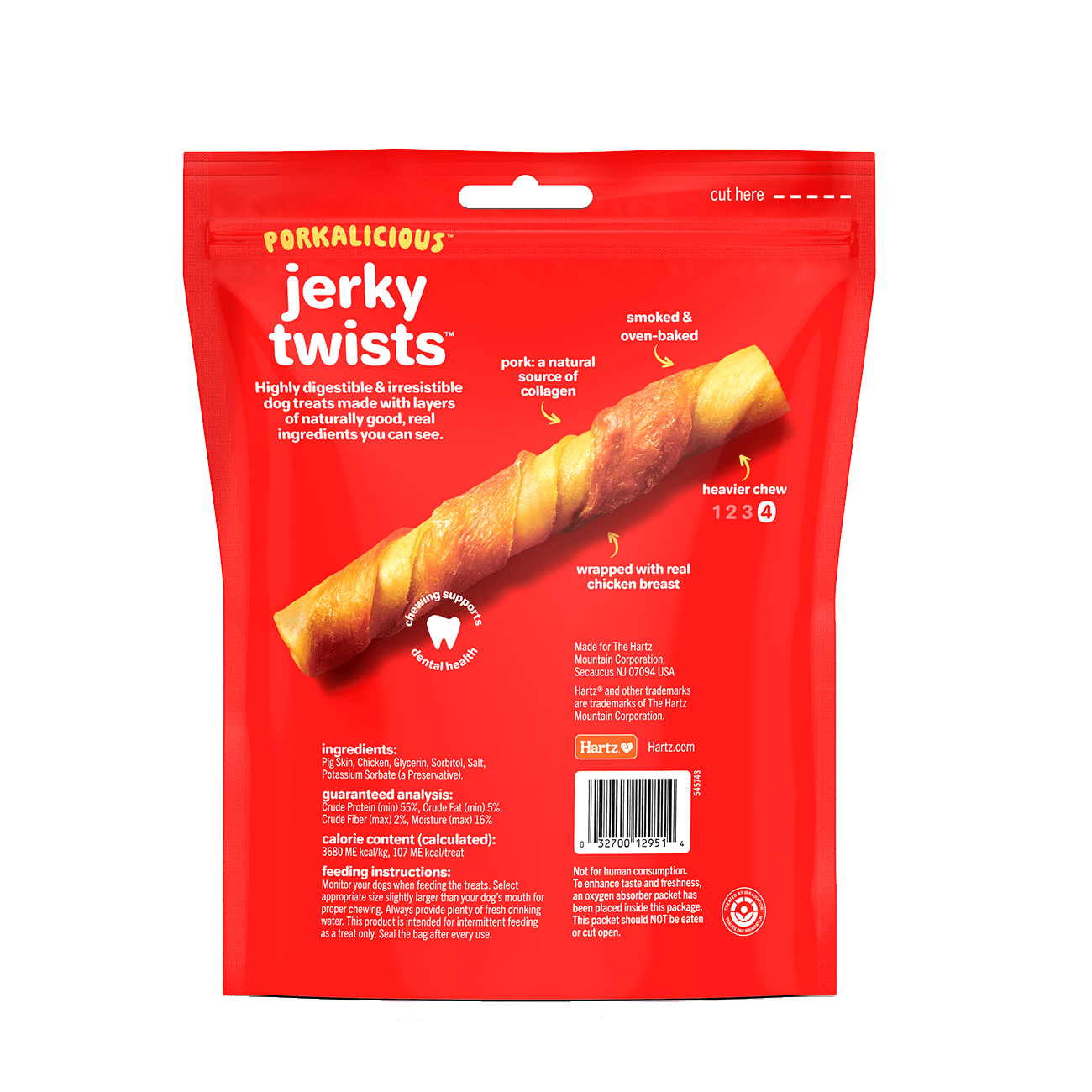 Oinkies Porkalicious Jerky Twists – 32 pack - Premium Feeders - Hartz - Dog Treats