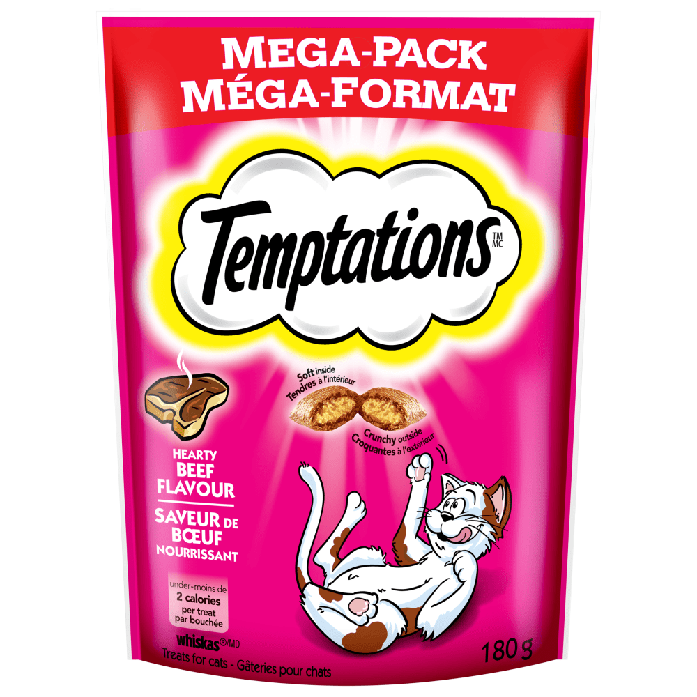 TEMPTATIONS Cat Treats Hearty Beef Flavour - 180g - Premium Feeders - Temptations - Cat Treats